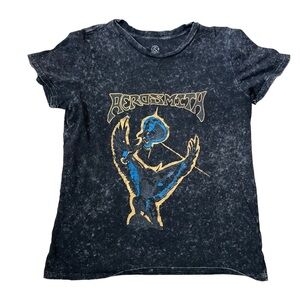 T&B brand black vintage was in black U gray Aerosmith graphic print band T SZ M